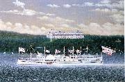 James Bard Daniel Drew, Hudson River steamboat built oil painting